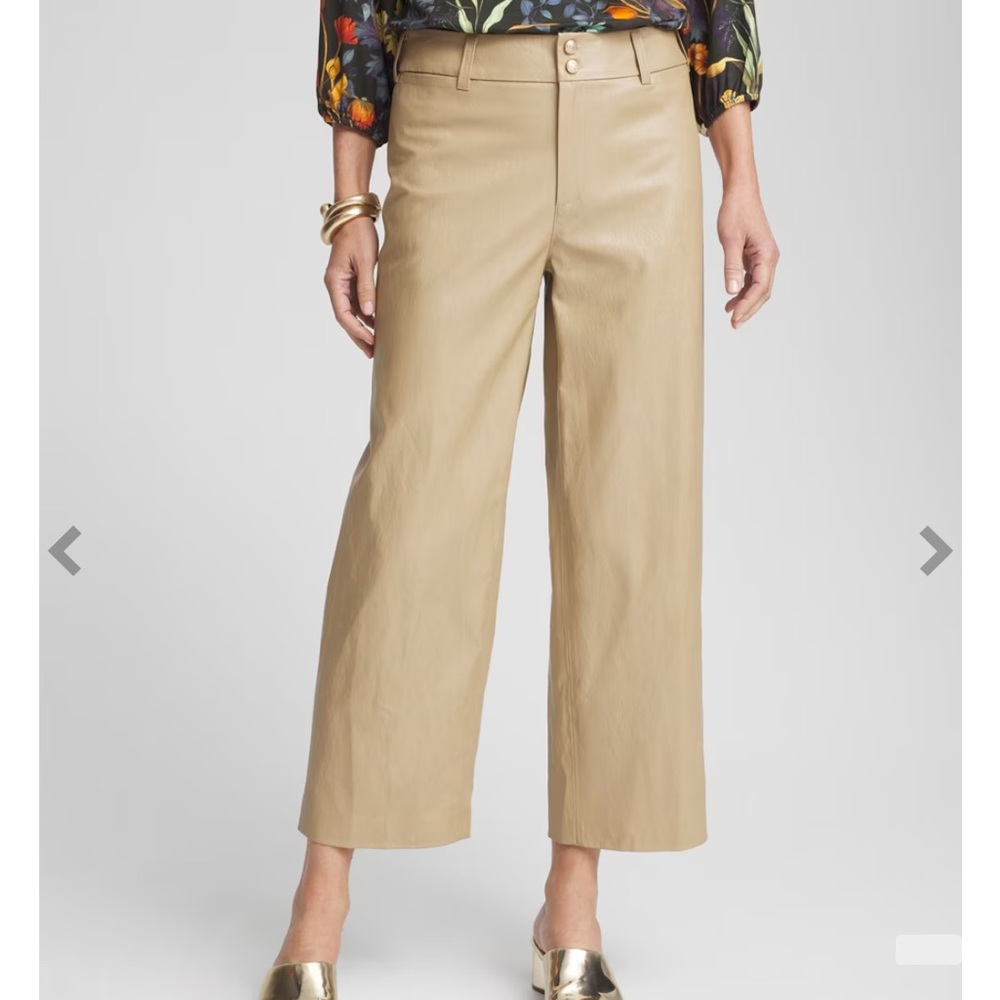 Chico’s Crinkle Leather wide crop pant. Brioche 2R or size 12